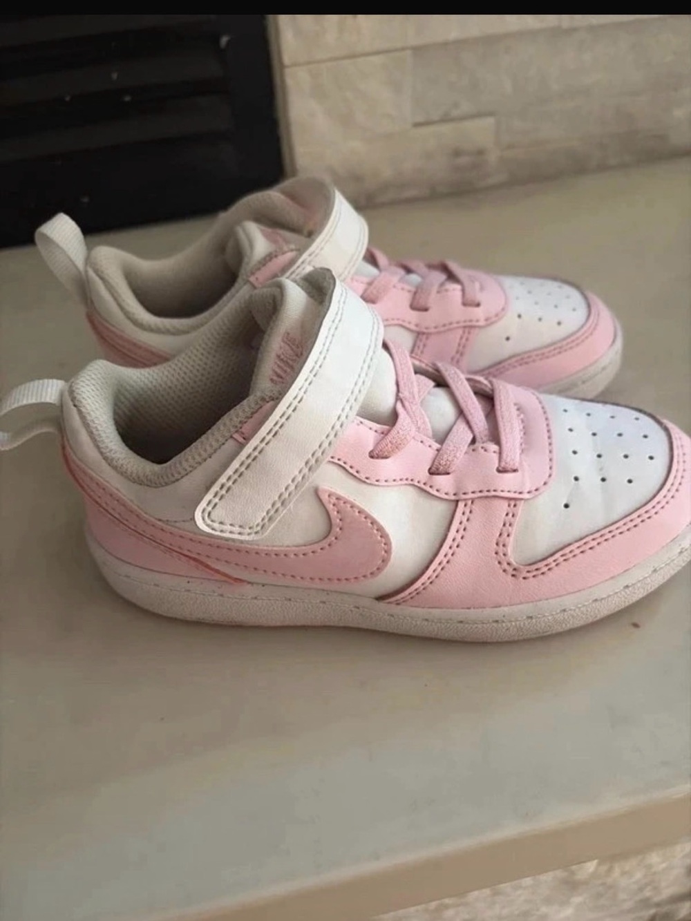 Nike Kids White and Pink Velcro Sneakers